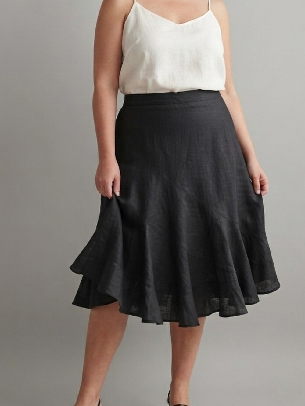 💯 % Linen Black Long Flowy Skirt Beach Dark Fairy Boho Dark Resort Cruise Beach